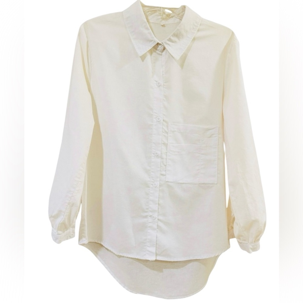 White Button Down Blouse Women Size Small